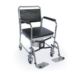 China Bedside Folding Toilet Commode Wheelchair , PVC Wheelchair For Shower And Toilet for sale