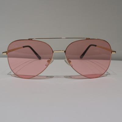 China Pilot Anti Reflective Sunglasses Pink , Unisex Round Double Bridge Sunglasses for sale