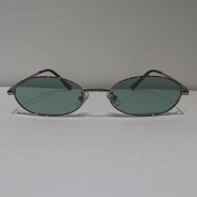 China Green Anti Reflective Sunglasses 56mm Round Silver Polarized for sale
