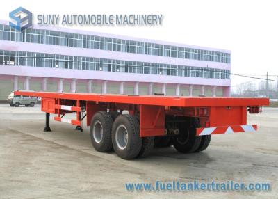China 40T Double Axles Container Flat Bed Trailer 40ft Mechanical With 8 Piece Leaf Spring for sale