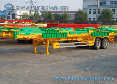 China 65T Terminal Frame Container Flatbed Semi Trailer 40 ft 2 Lines Skeleton for sale