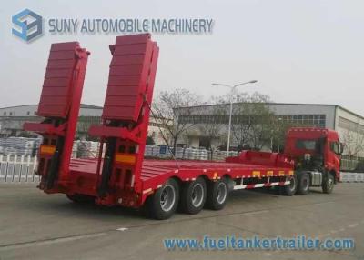 China 80 T Hydraulic Ladder 3 Axles Lowbed Semi Trailer , heavy duty flatbed trailer for sale