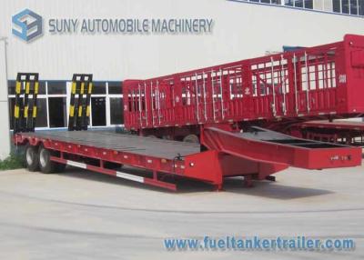 China Hydraulic Legs red Flatbed Semi Trailer , 30 T 40 T dual axle trailer for sale