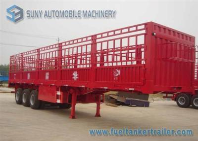 China Length 12 m Fenced Flatbed Semi Trailer 3 Axles Load Capacity 50 T 55 T for sale