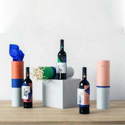 China CMYK Wine Bottle Presentation Box , Cylinder Cardboard Wine Boxes for sale