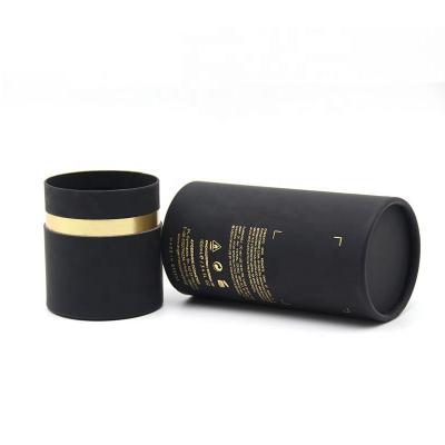 China Black Cardboard Perfume Tube Packaging Bronzing Round Container for Cosmetic Bottles for sale