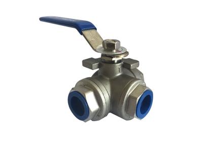 China CF8M Stainless Steel Ball Valve Reduced Bore 3 Way 1000 PSI With Thread Connection for sale