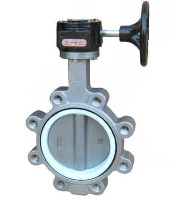 China Lug Type Water Butterfly Valve Shrough Shaft PTFE Bushing Without Pin for sale