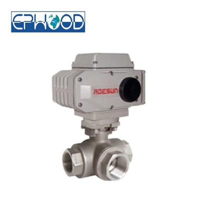 China 1000psi  Electric Actuated Ball Valve 3 Way With Anti - Blow Out Stem for sale