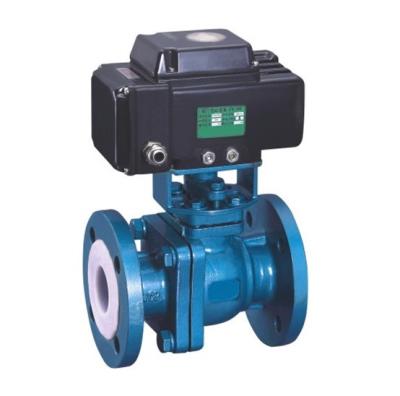 China Thread Connection Electric Motor Operated Valve Fluorine Lined Ball Valve for sale