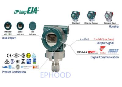 China EJA530E In Line Mount Differential Pressure Transmitter 90 Ms Response Time for sale