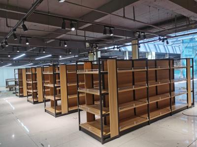 China Single Sided Supermarket Wooden Shelves Gondola Medium Duty Type for sale