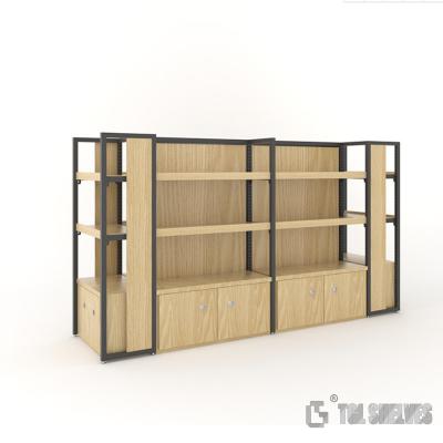 China Powder Coating Wooden Retail Shelving , Retail Display Shelves 600×600×1300mm Size for sale