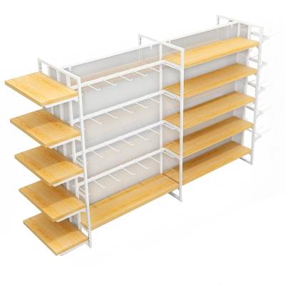 China 30kg Capacity Miniso Display Rack For Merchandise Display 5Layers Steel Wood Structure for sale