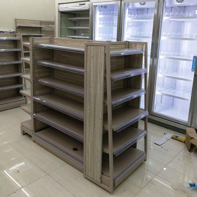 China Wooden Gondola Convenience Store Display Shelves For Retail Store for sale