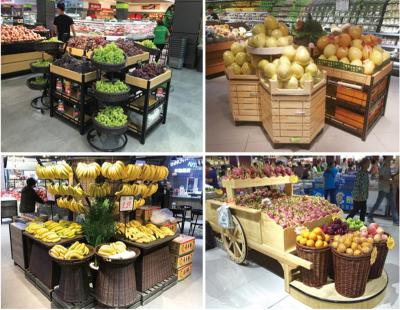 China Wrought Iron Fruit And Vegetable Rack for supermarket Powder coating for sale