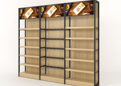 China 16mm Thick Wooden Convenience Store Display Shelves Light Duty Gondola 400mm width for sale
