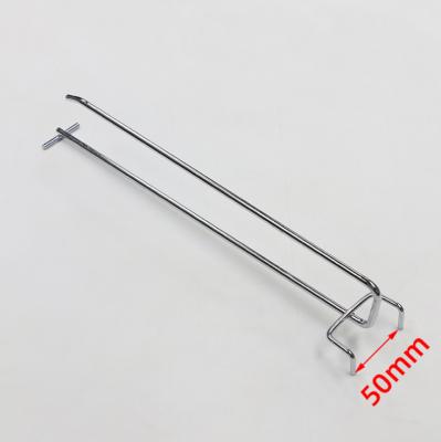 China Perforated Iron Shelving Accessories Double Pegboard Hooks 50mm 100mm length for sale