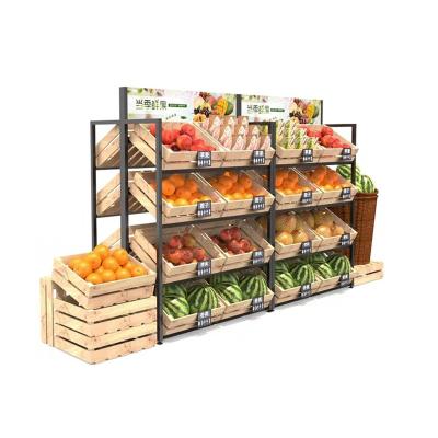 China Metal Wooden Fruit And Vegetable Display Stand TGL OEM ISO9001 Certification for sale