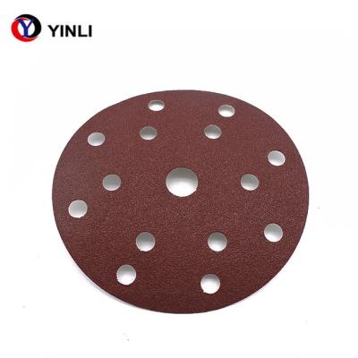 China 6 Inch Red Aluminum Sanding Disc Abrasive Grinding Wheel 120 Grit With Holes for sale