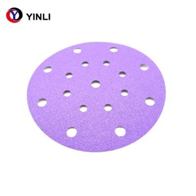 China 6 Inch 150mm Polyester Film Base Zirconia Sanding Disc 9 Holes 15 Holes For Auto for sale
