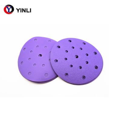 China Ceramic 6 Inch Hook And Loop Sanding Discs 60 Grit With 17 Hole for sale