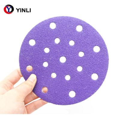 China 150mm 40 Grit Zirconia Sanding Disc 6 Inch Adhesive Sanding Discs Abrasive Purple for sale