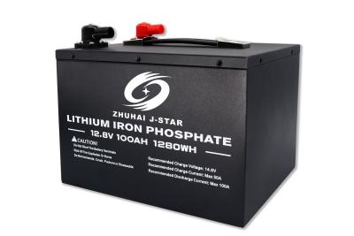 China Short Circuit Protection 100Ah 12V LiFePO4 Deep Cycle Battery For RV for sale