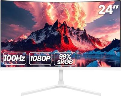 China Monitores de computadoras curvas de 24 pulgadas 100hz FHD 1080P Monitores de computadoras sin marco en venta