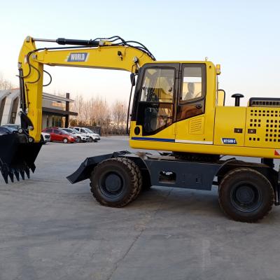 China Yellow Wheeled Mini Excavator YUCHAI Engine Small Digging Machine for sale