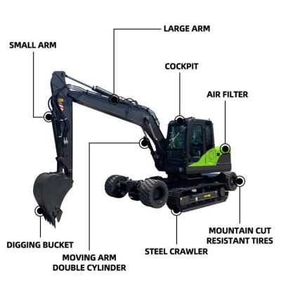 China 2200 Rpm Small Wheeled Excavator Two In One Power Wheel Excavator for sale