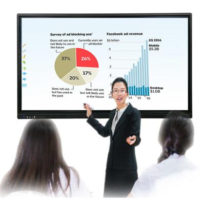 China Smart 65 Inch Interactive Whiteboard Infrared Education Interactive Flat Panel for sale