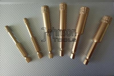 China 5mm - 35mm Vacuum Brazed Diamond Core Drill Bits Hex Quick Release Shank for sale