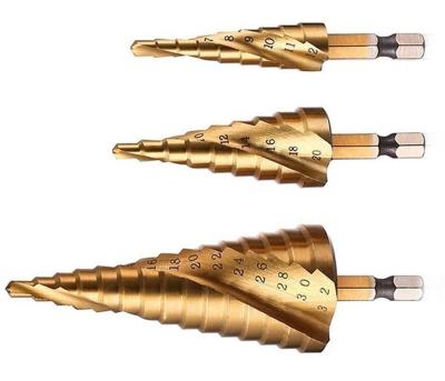 China SGS 15 Steps HSS4241 Metal Drilling Hex Shank Hss Drill Bits Spiral Groove for sale