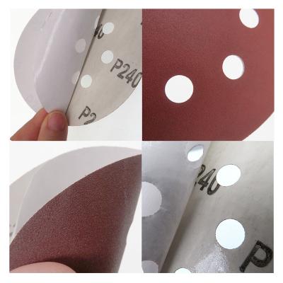 China 5 Inch PSA Self Adhesive Orbital Sander Sandpaper Red Aluminum Oxide For Polishing Sanding en venta