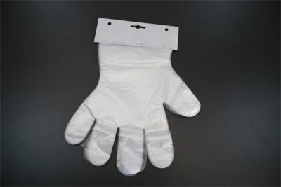China Superficie lisa plástica disponible transparente de la prueba de aceite de los guantes para la manipulación de alimentos en venta