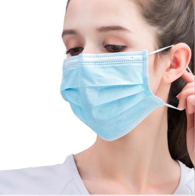 China Blue Disposable Face Mask 3 Layer Filtration Non Woven With Elastic Ear Loop for sale