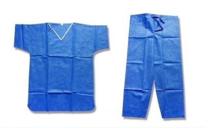 China 3XL Dark Blue SMS Disposable Scrub Suit With Short Sleeve for sale