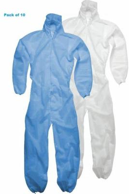 China Einzelner Gebrauchs-Wegwerfnicht gesponnenes blaues Overall-mit Kapuze wasserdichtes CER genehmigtes mit/ohne Stiefel-Abdeckung zu verkaufen