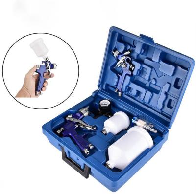 China Model 827+H2000Mini Spray Gun Kits Electric Plated Blue Color Portable Plastic Box for sale