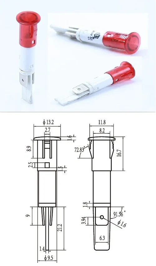 Mounting Hole 10mm and 16mm Indicator Lamp LED Signal Light