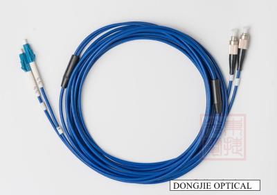 China 2F blue armored fiber patch cord, LC-FC connector, rodent-resistant optical cable, LSZH, PVC, outer jacket, Spiral tube, for sale