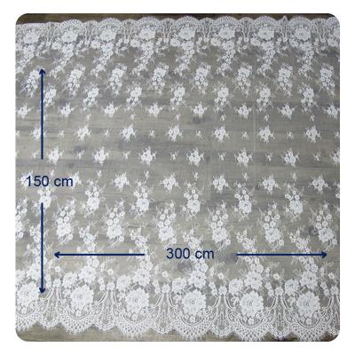 China Eco - Friendly Dyeing Wedding Dress Chantilly Lace Fabric , Ivory Repeated Floral for sale
