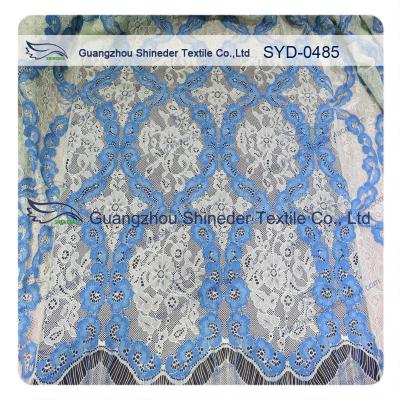 China Women Dress Corded Lace Fabric , Double Tone Nylon Cotton Lace Fabric Scalloped for sale