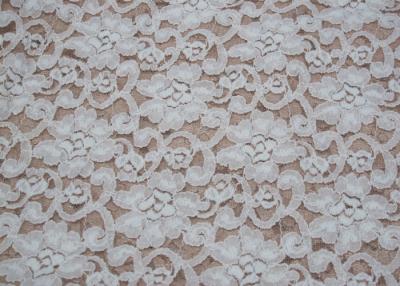 China Fashion Brushed White Lace Fabric Flower Shape , Stretchable 135cm Width CY-LQ0042 for sale