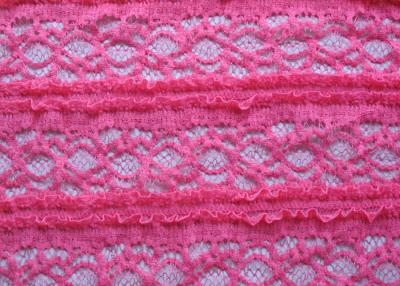 China Delicate Pink Crocheted Lace Fabric Stretch In Ladies Garment , Shrink-Resistant for sale