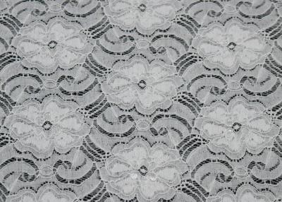 China White Elastic Lace Nylon Spandex Fabric Beautiful Elegant CY-LW0783Y for sale