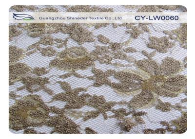 China Water Soluble Gold Metallic Embroidered Lace Fabric For Wedding Dresses for sale