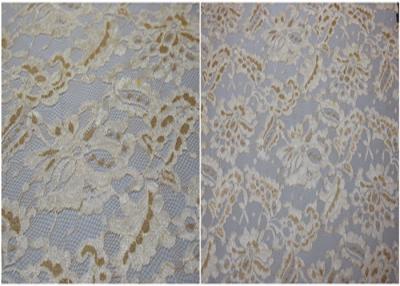 China Underwear Stretchy Metallic Lace Fabric / Corded Jacquard Lace Fabric for sale