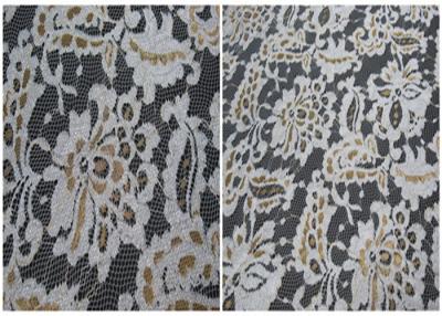 China Colored Stretch Flower Metallic Lace Fabric , Scalloped Edge Lace Fabric for sale